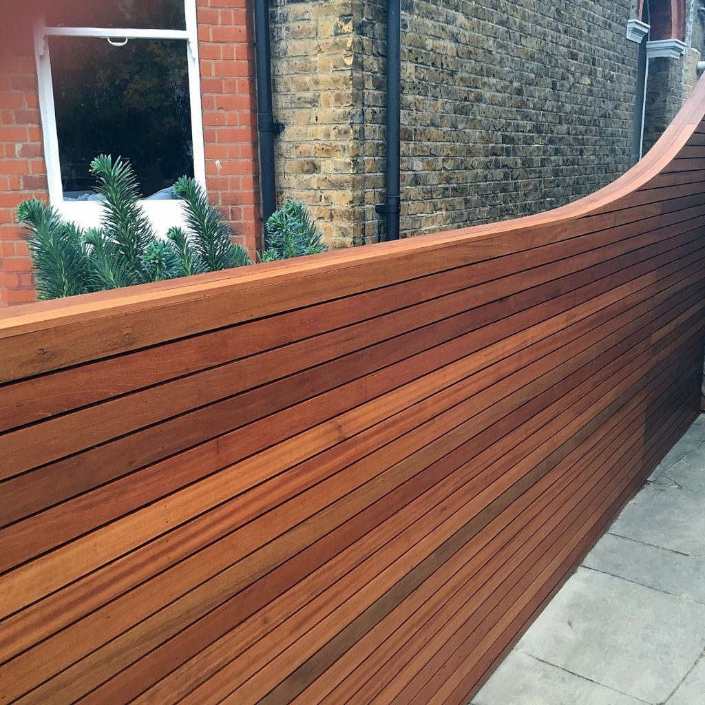wood slats used as a garden fence