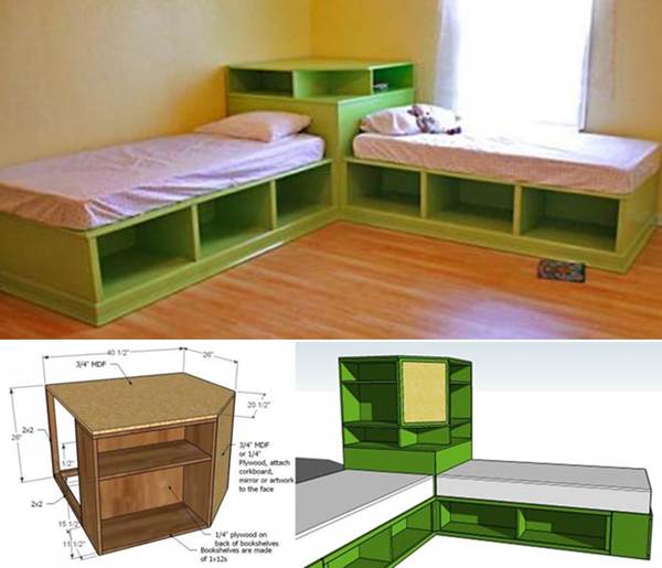 corner bed storage