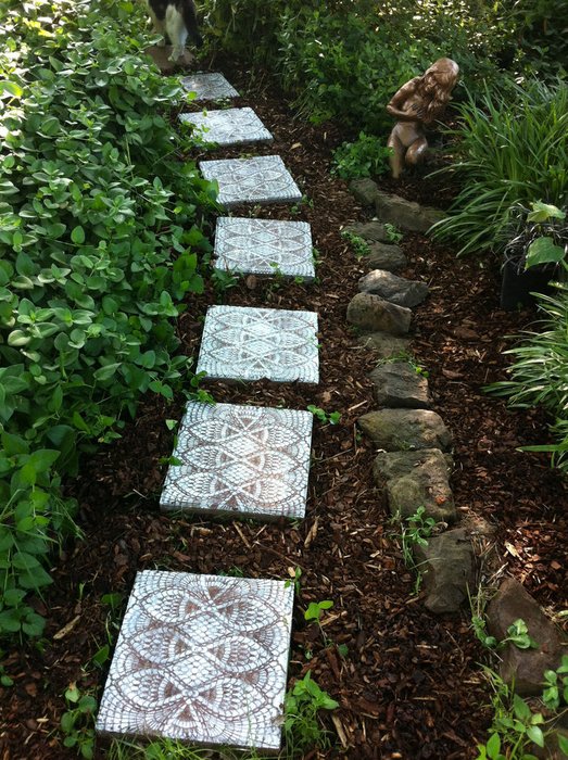 garden path of lace and tiles