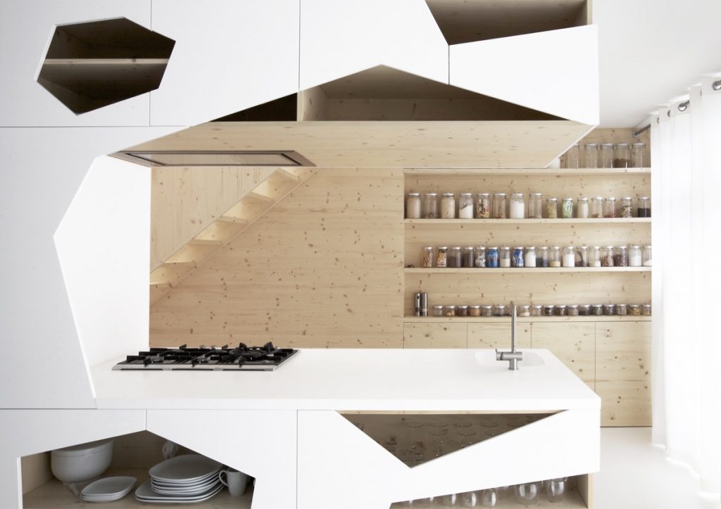 geometric kitchen cabinet