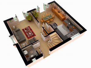 Amazing Three-Two Bedroom House 3D Plan - Decor Inspirator