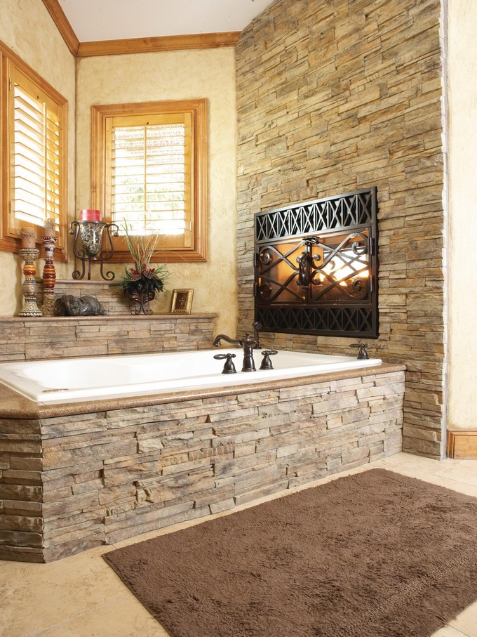 bathroom with fireplace