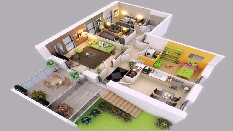 Amazing Three-Two Bedroom House 3D Plan - Decor Inspirator