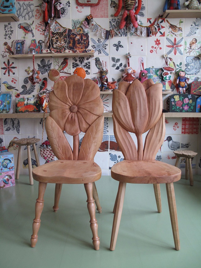 carved wood chairs