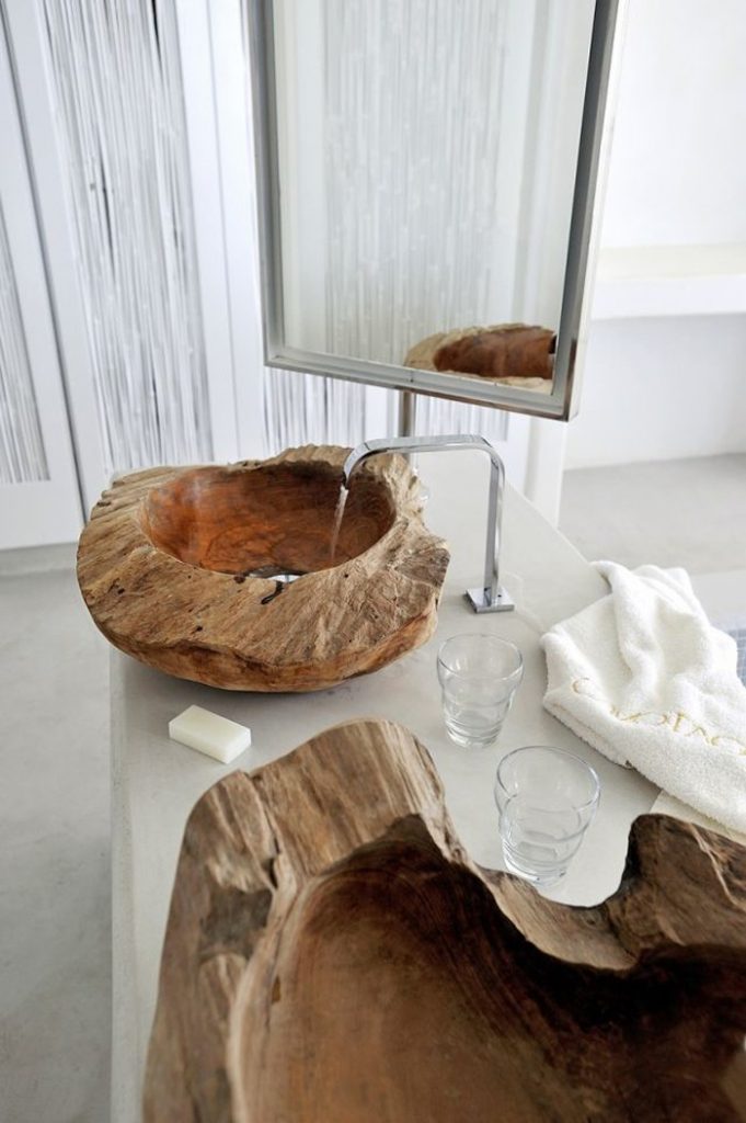 Wood Sink Bathroom Design Wood Surface Look 681x1024 