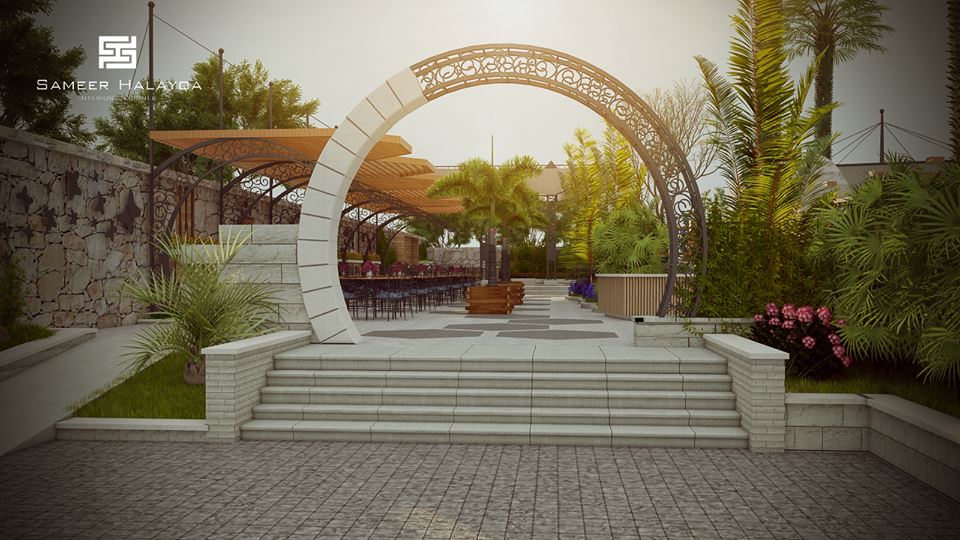 arch entrance gate front inviting yard building via