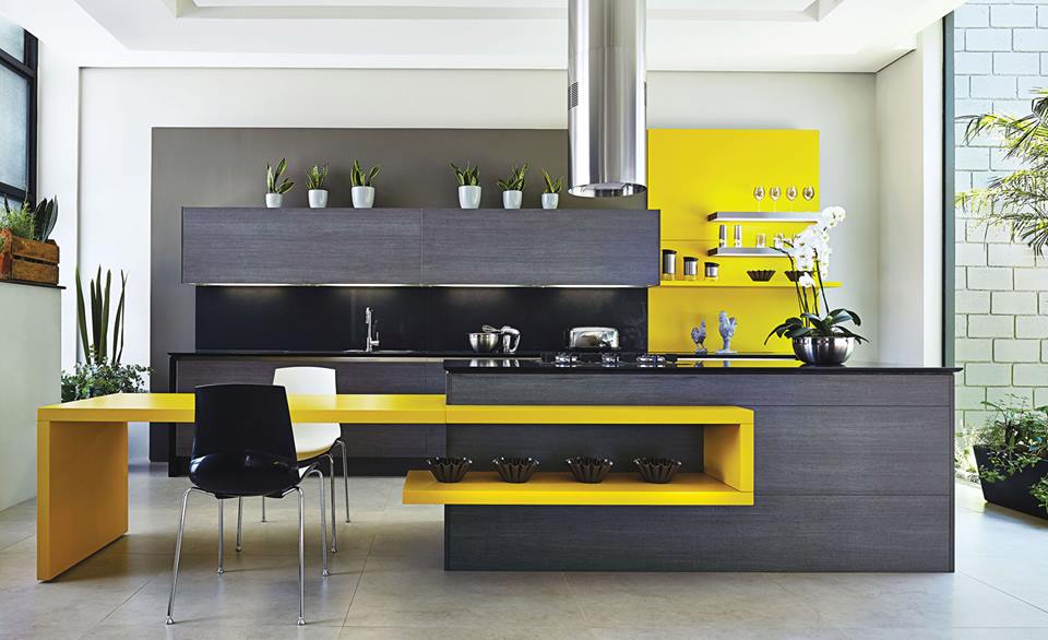 yellow and grey kitchen