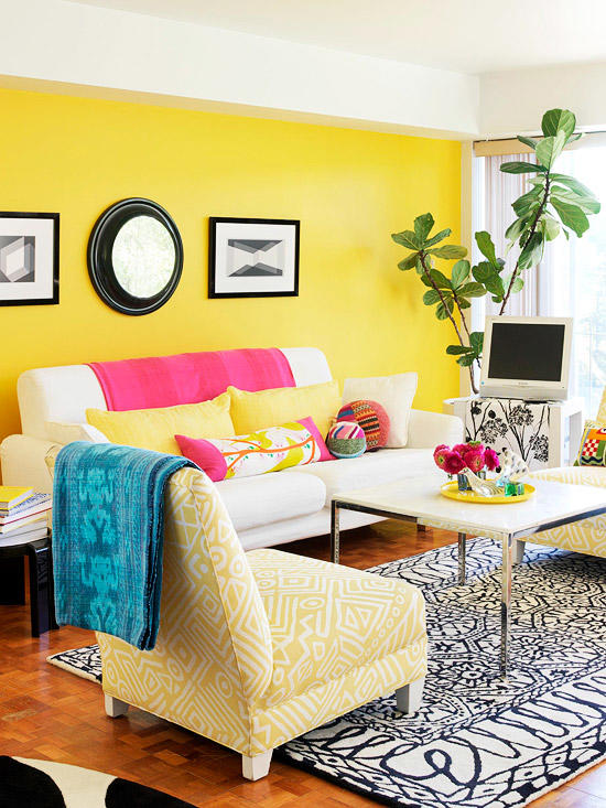 yellow walls in living room