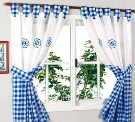 blue and white curtains