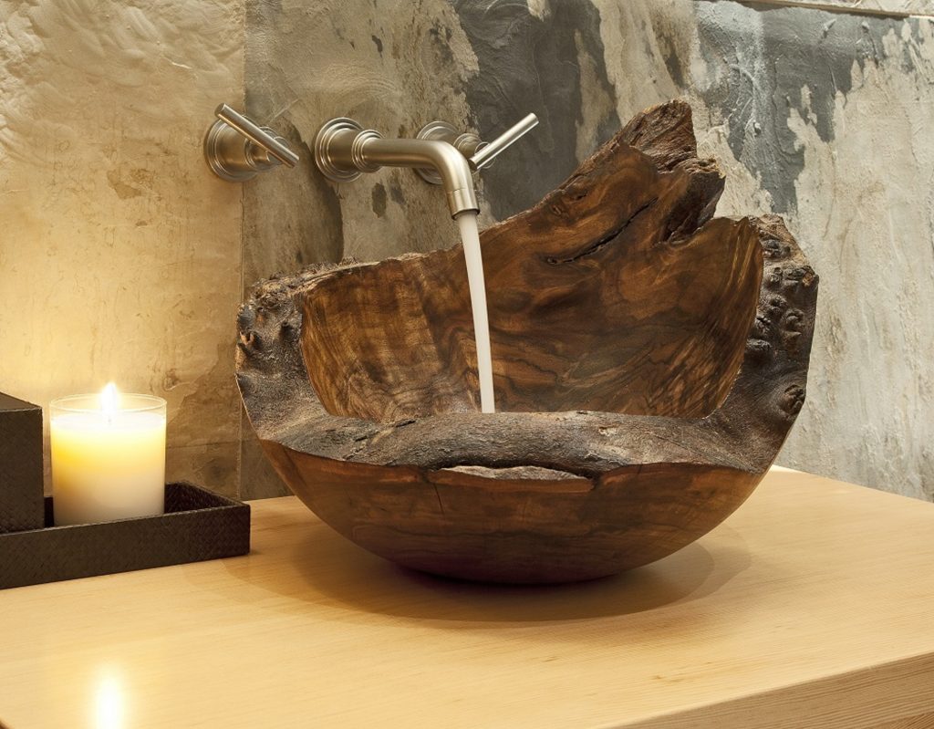 small wood hanging bathroom sink