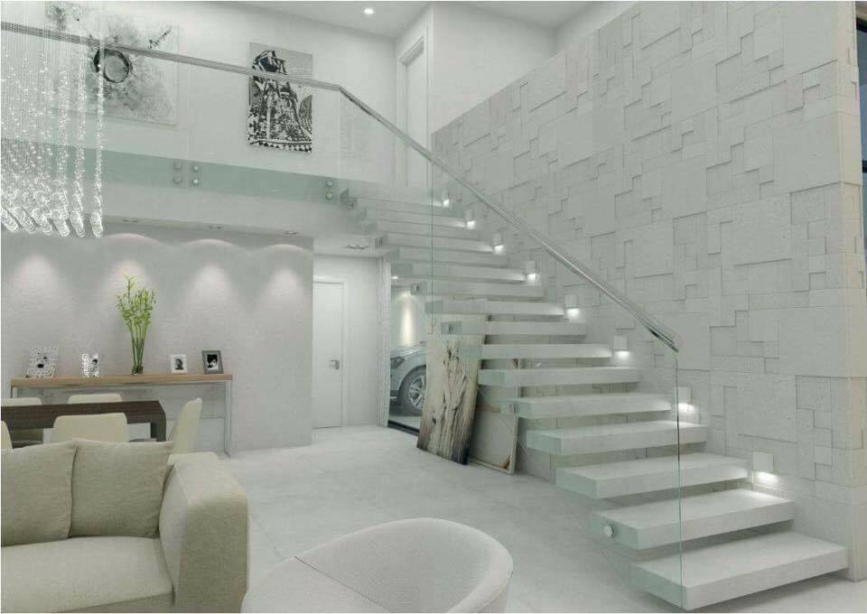 white indoor stairs