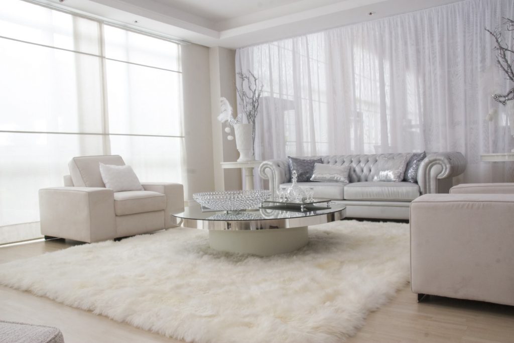 white and grey living room