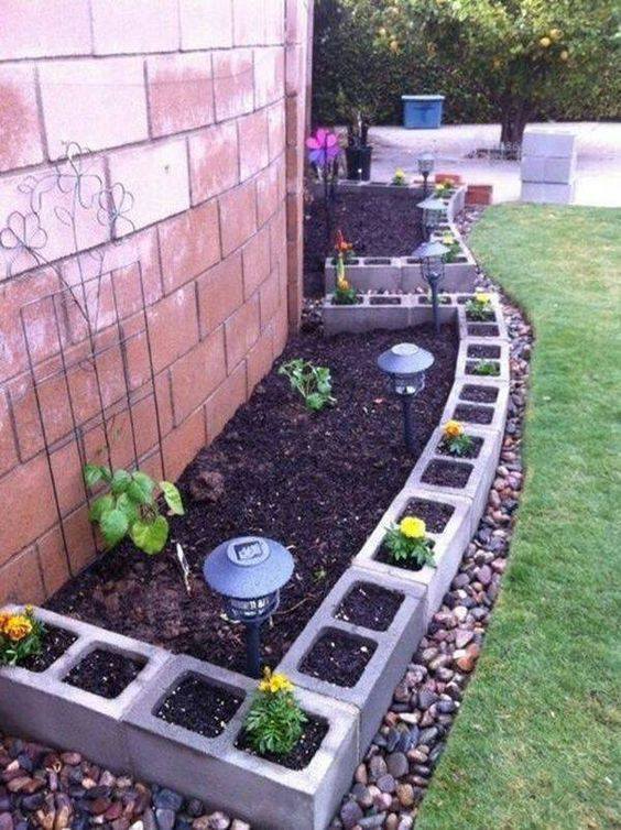 cement block flower pots