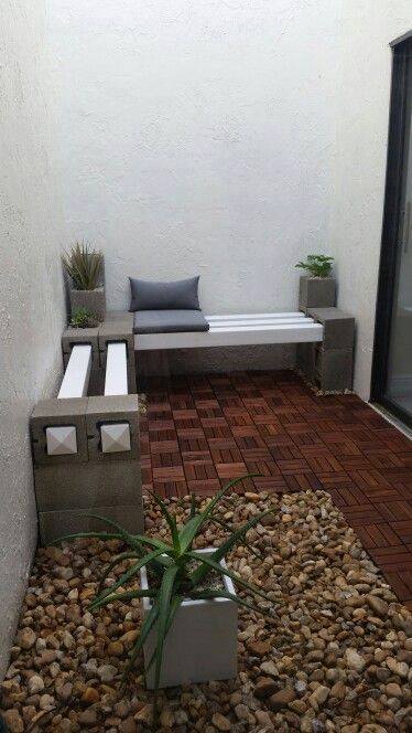 bench of cinder blocks