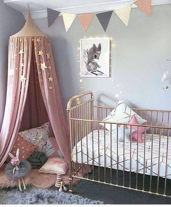 pink and grey nursery room