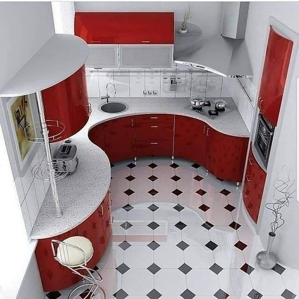 red kitchen design