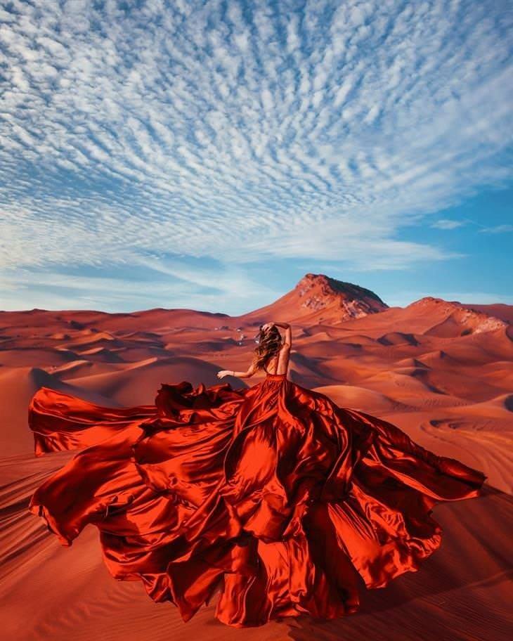 girl photographed on desert