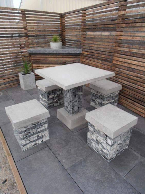 gabions seating area