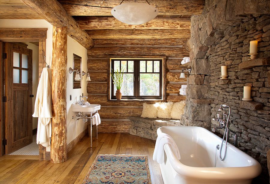 bathrooms stone walls