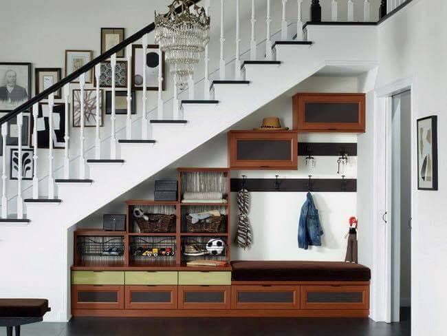 under the stairs shelves