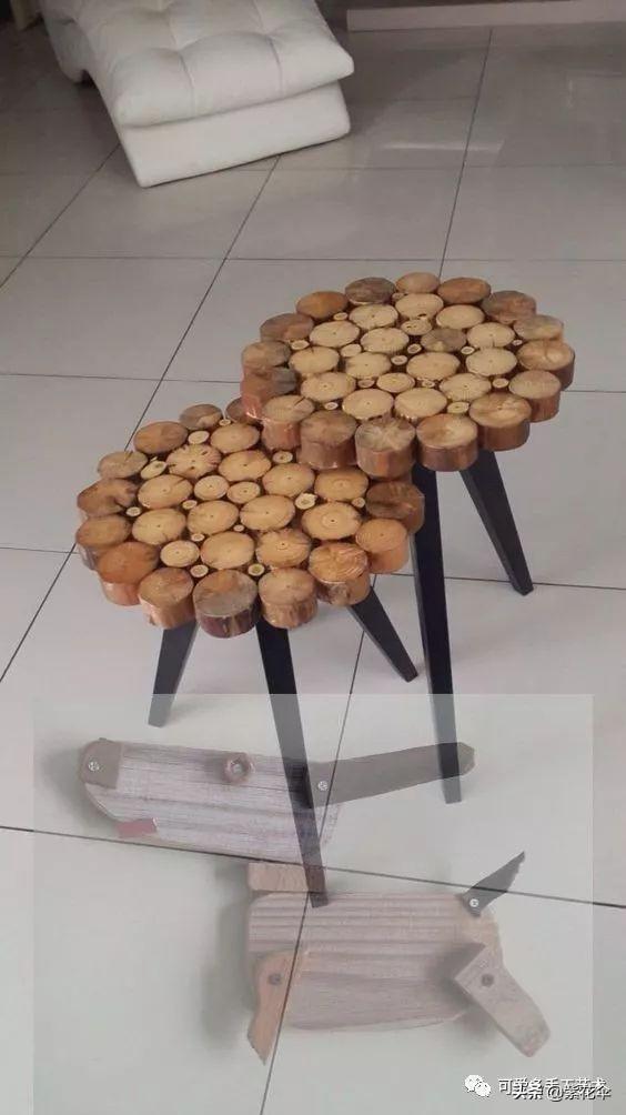 wood slices chairs