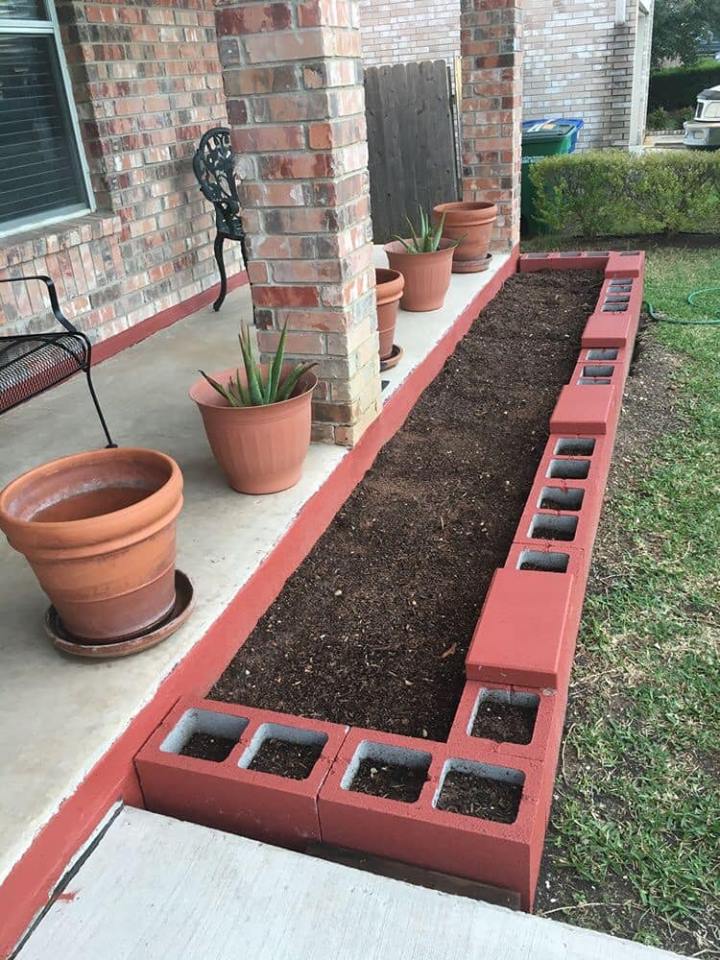 cinder block garden pots