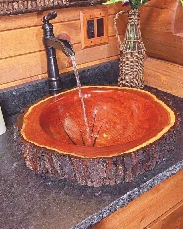 wooden bathtub