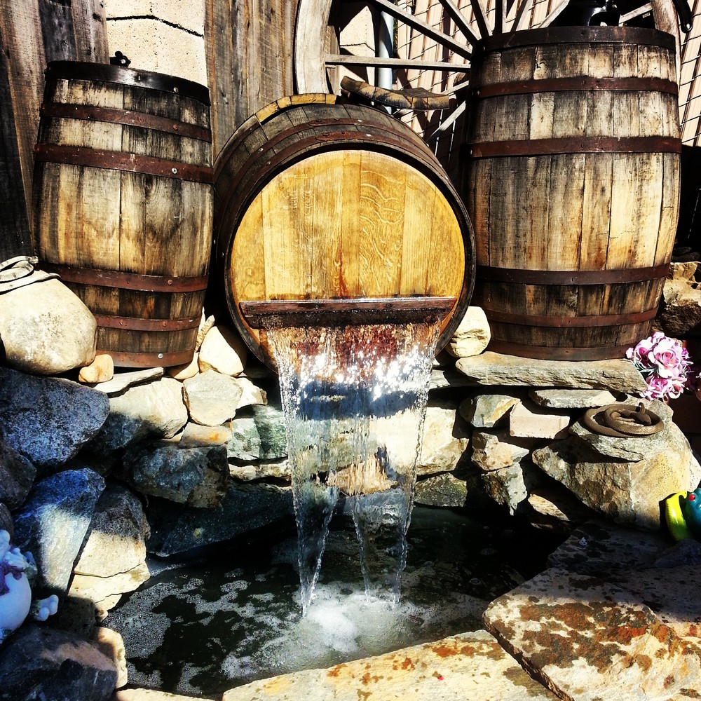 wine  barrel fountain