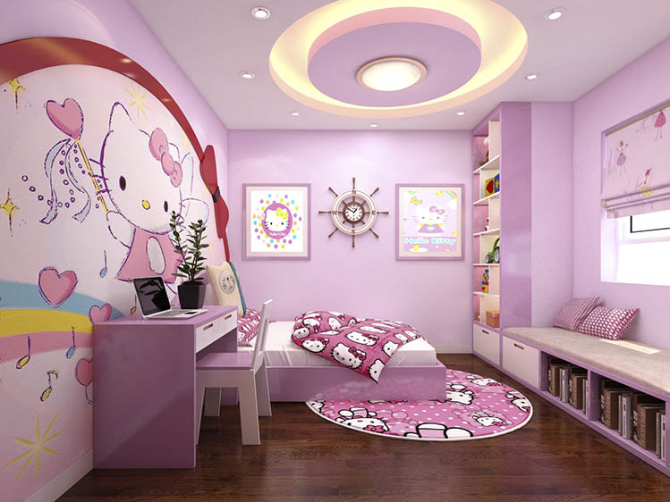 hello kitty themed girls room design