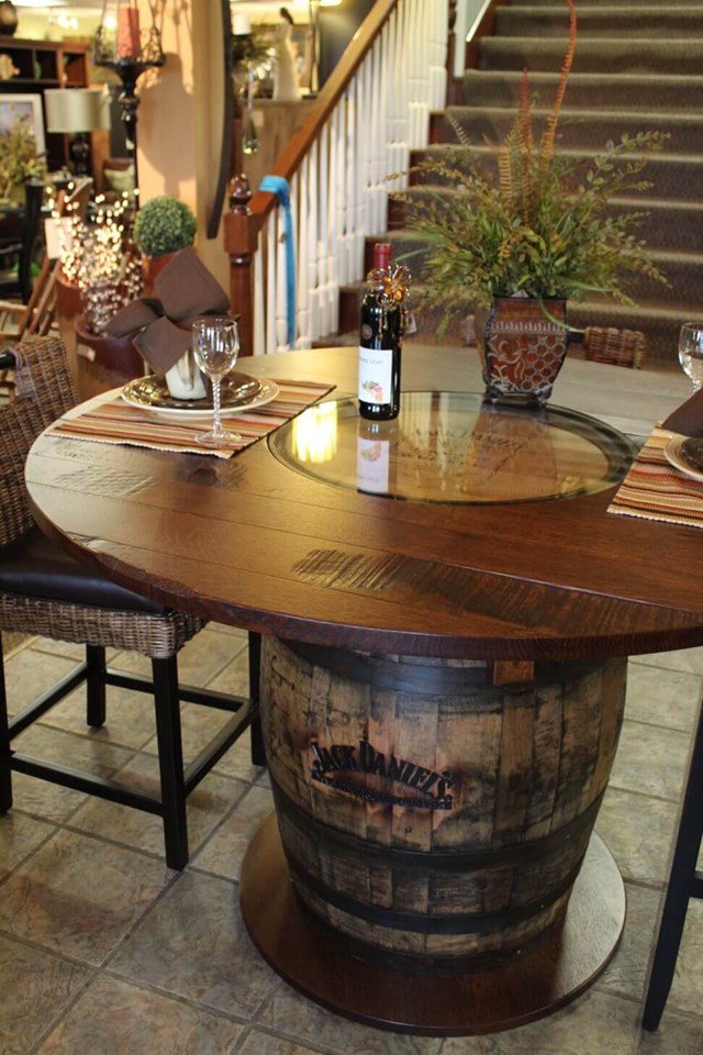 wine barrel table