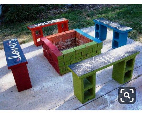 cement block bench