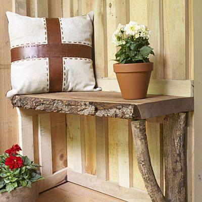 rustic wooden bench