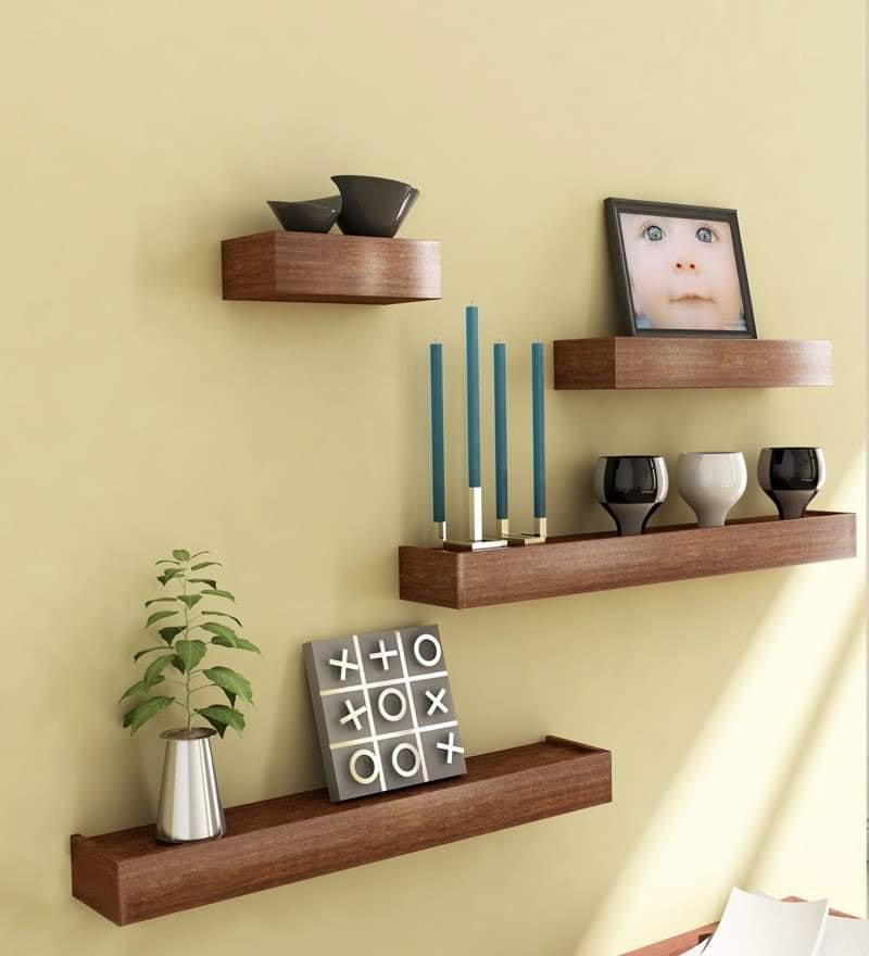 wooden shelves