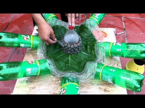 making pots with cement and plastic bottles