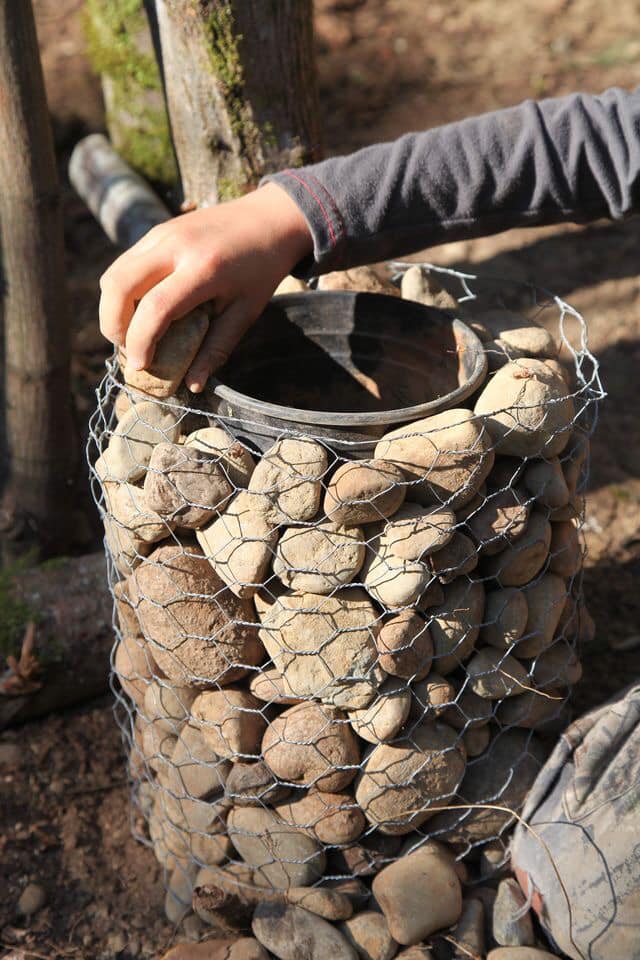 rocks flower pot