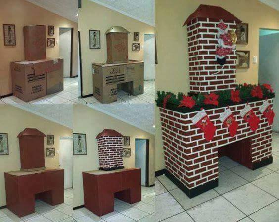 cardboard boxes fireplace