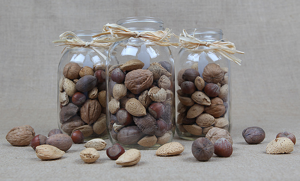 walnuts in mason jars